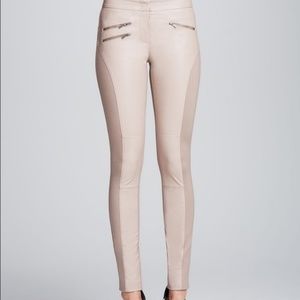 BCBG Faux Leather Nude Leggings
